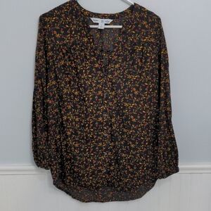 Old Navy Black and Gold Floral Blouse